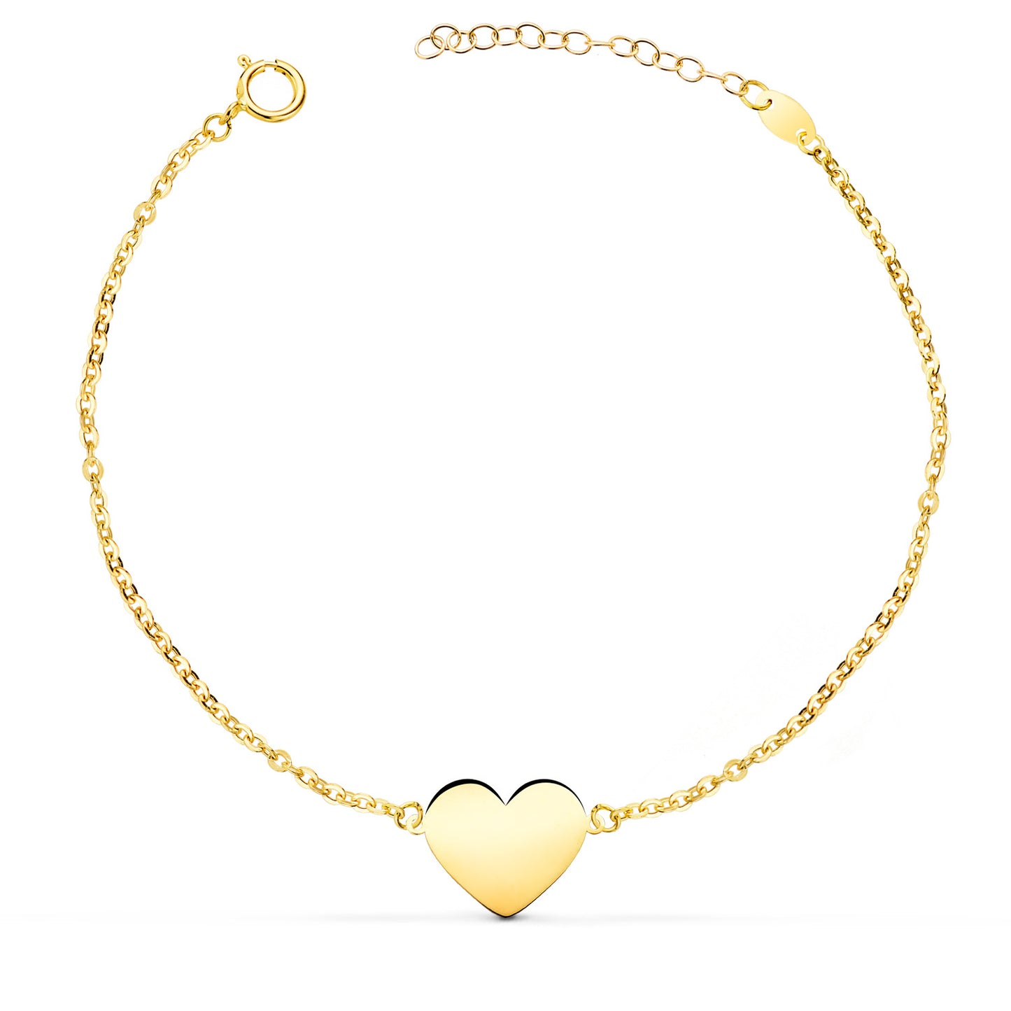 18K PULSERA ORO AMARILLO CORAZON EN BRILLO 12X10 MM. LARGO: 18 2 CM C. AMOR