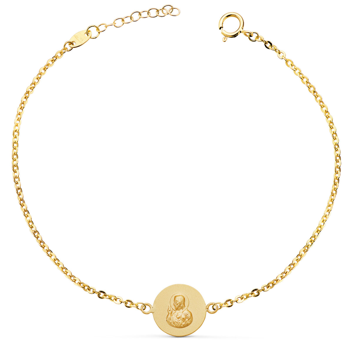 Pulsera Escapulario 12 mm. Largo: 18 2 cm de oro amarillo 18K