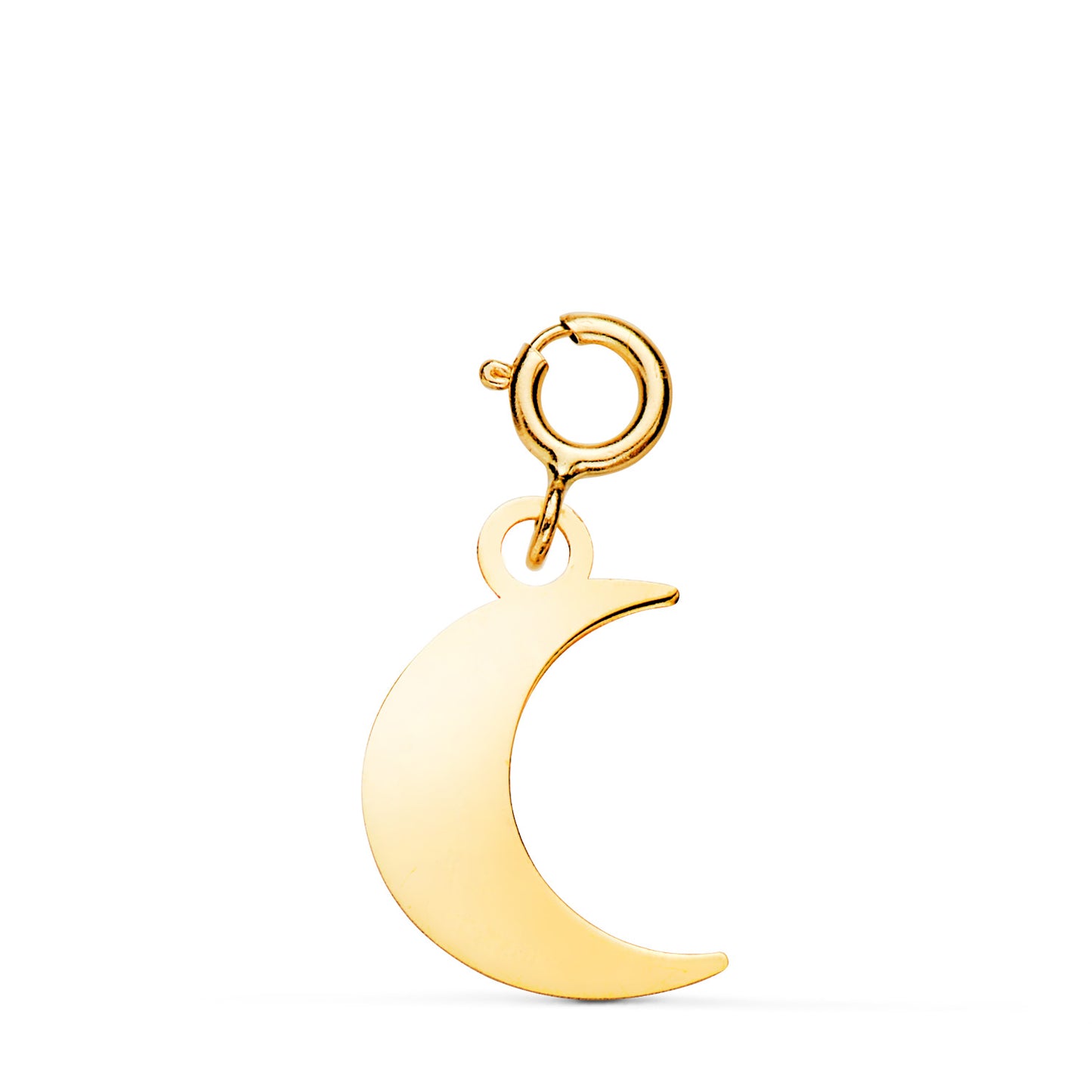 Colgante Luna 13 x 9 mm con Reasa de 4,5 mm de oro amarillo 18K