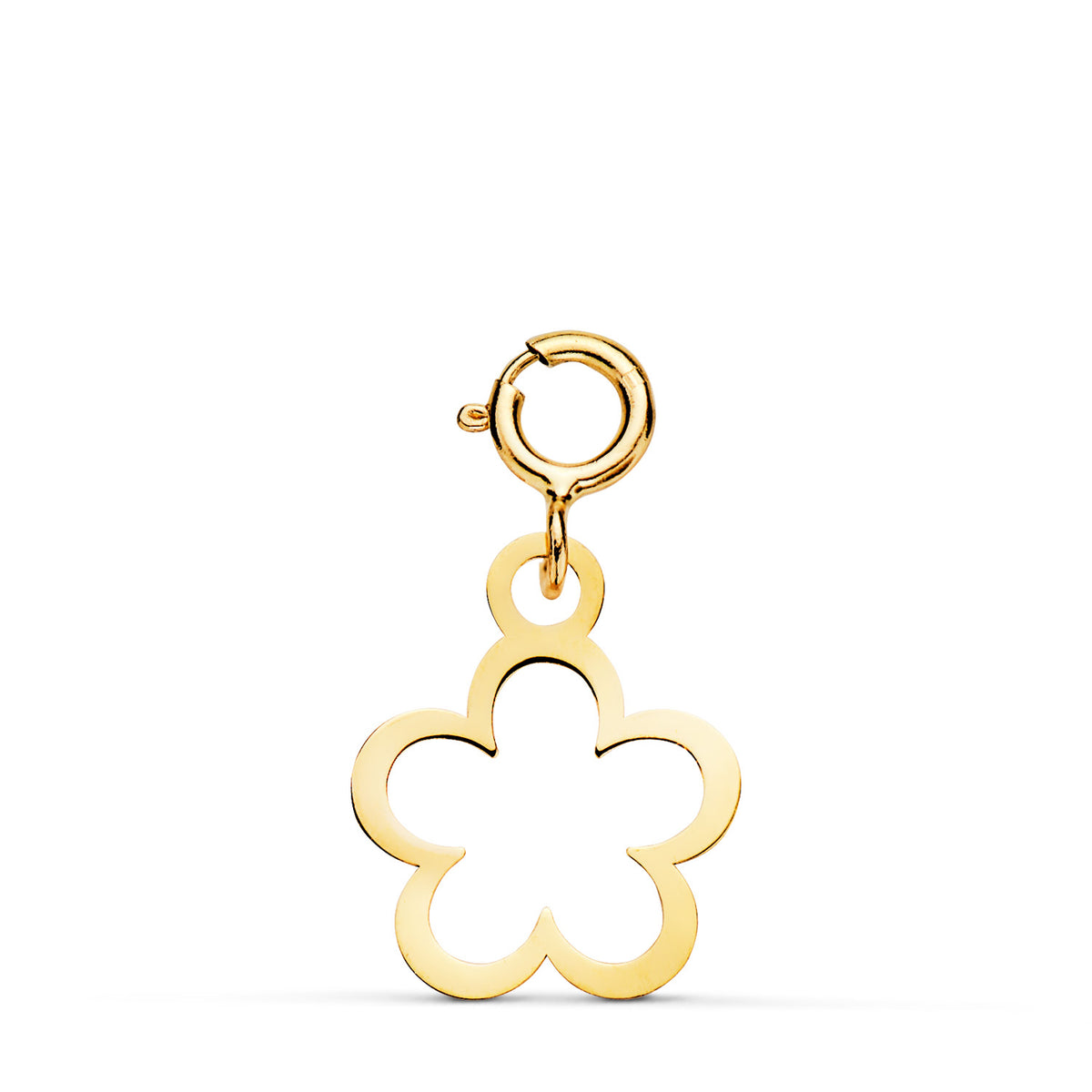 Colgante Margarita 12 x 10 mm con Reasa de 4,5 mm de oro amarillo 18K