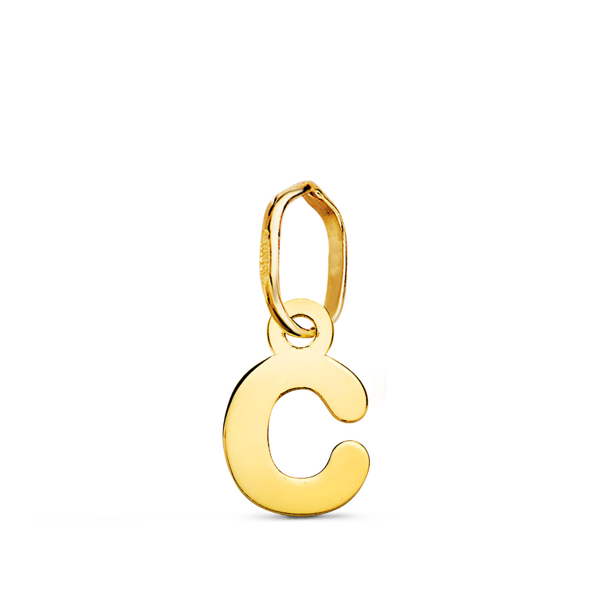 Colgante Letra " C " Brillo. 8 x 5,5 mm de oro amarillo 18K