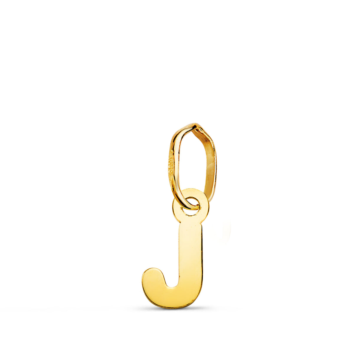 Colgante Letra " J " Brillo. 8 x 3,8 mm de oro amarillo 18K