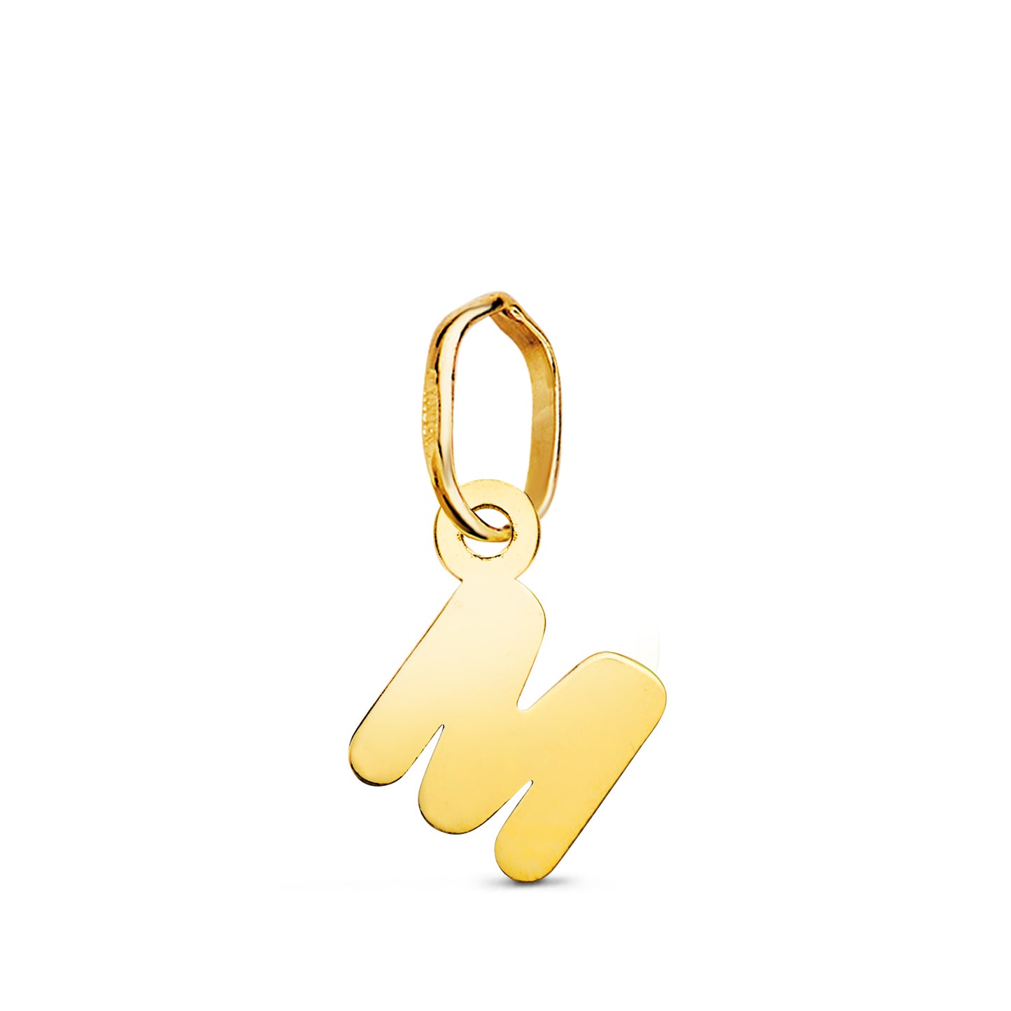 18K COLGANTE ORO AMARILLO LETRA " M " BRILLO. 9.5 X 7.5 MM