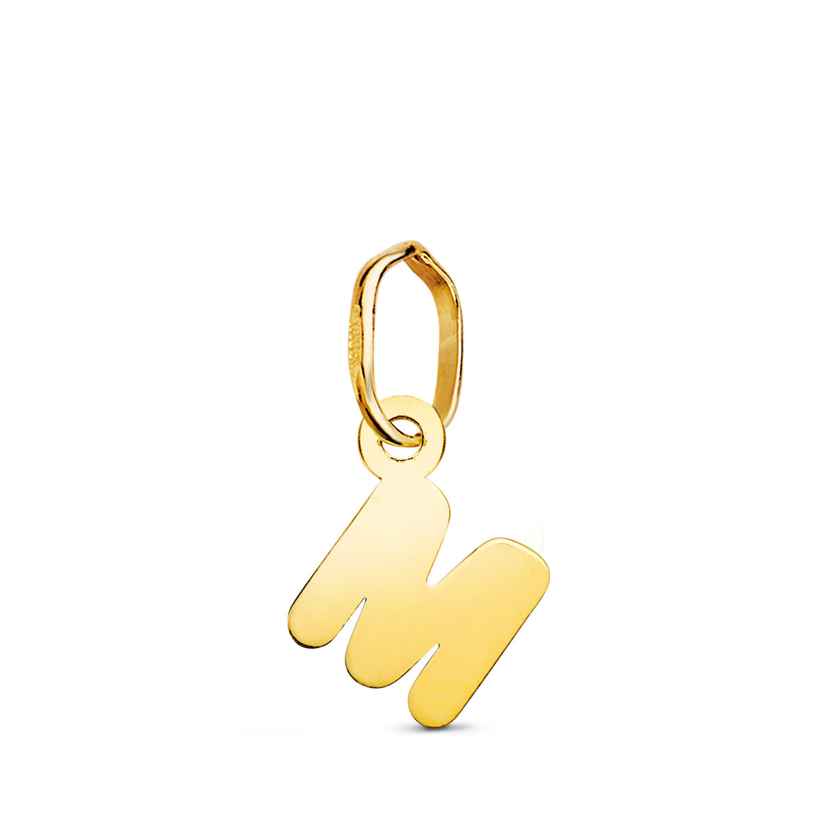 Colgante Letra " M " Brillo. 9,5 x 7,5 mm de oro amarillo 18K