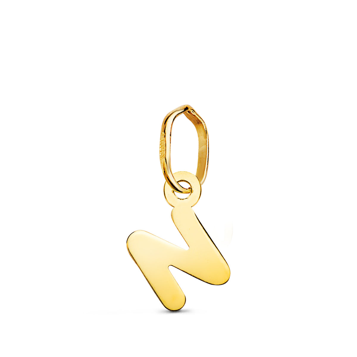 Colgante Letra " N " Brillo. 8 x 5 mm de oro amarillo 18K