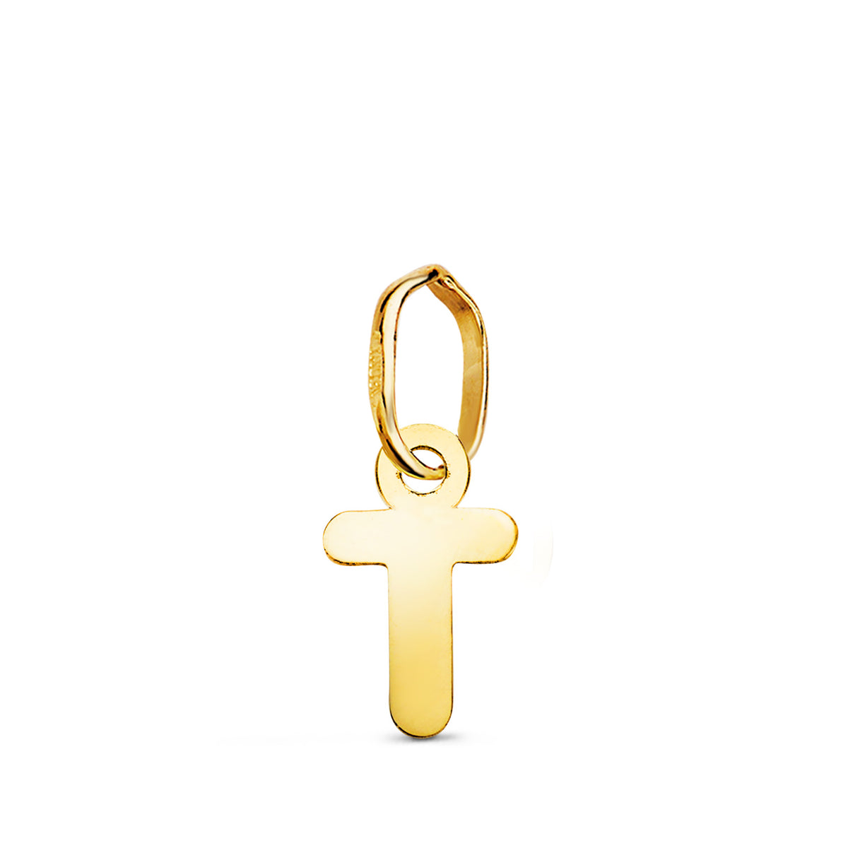 Colgante Letra " T " Brillo. 8,3 x 5 mm de oro amarillo 18K