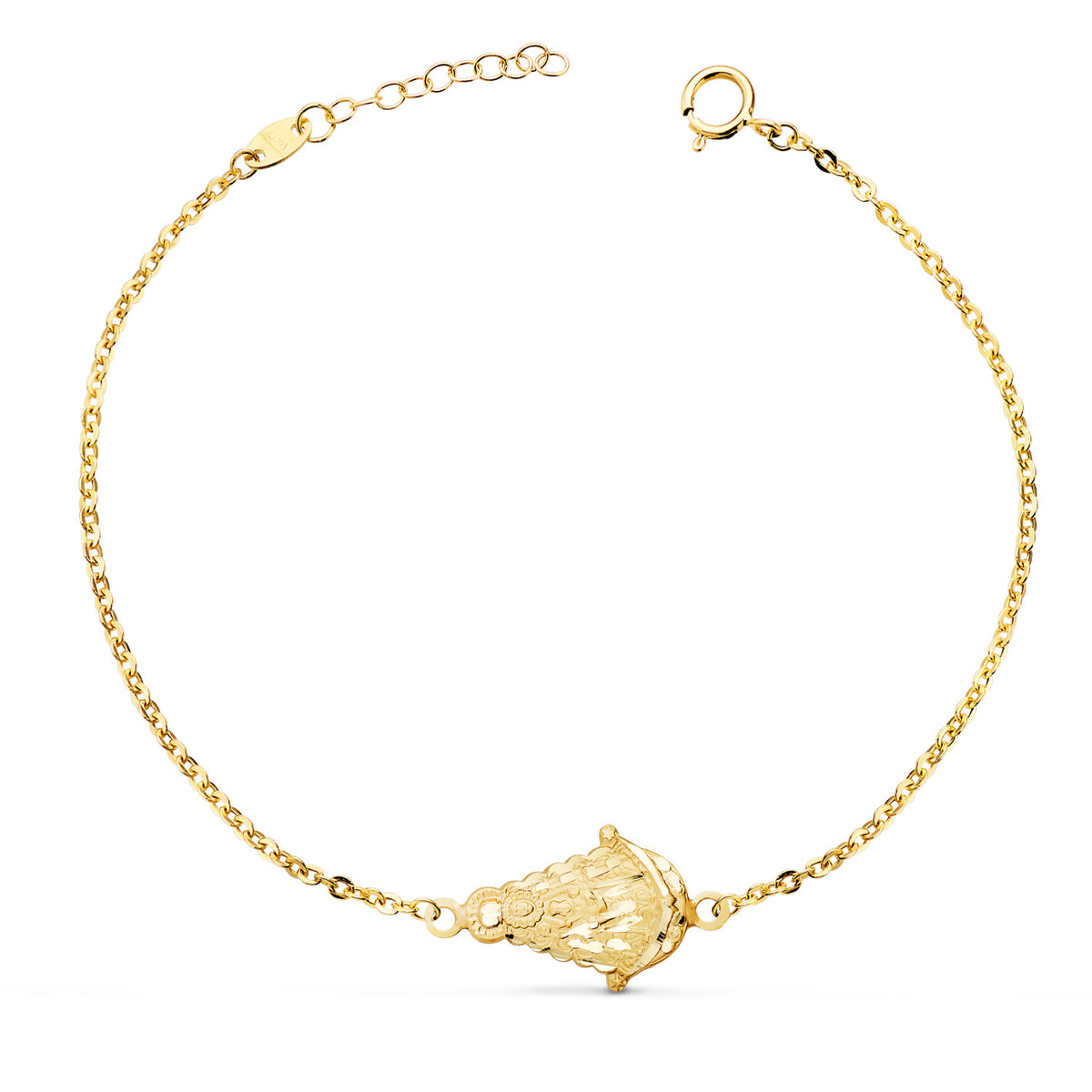 Pulsera con Virgen del Rocio 17 x 12 mm. Largo: 18 3 cm de oro amarillo 18K