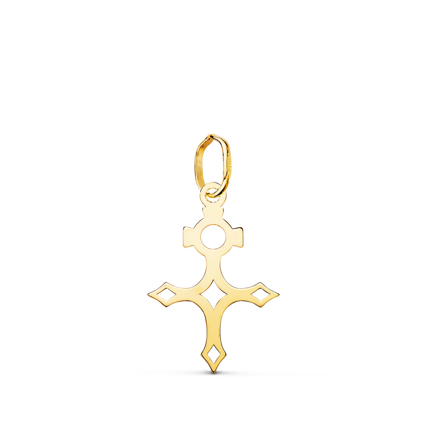 18K COLGANTE ORO AMARILLO CRUZ DEL SUR SILUETA EN BRILLO. 18 X 12 MM