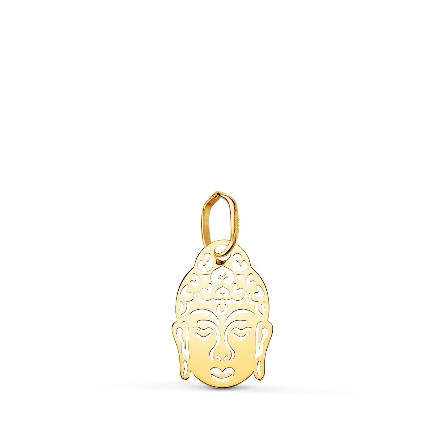 18K COLGANTE AMULETO ORO AMARILLO CABEZA DE BUDA CALADO. MEDIDA: 14 X 9 MM