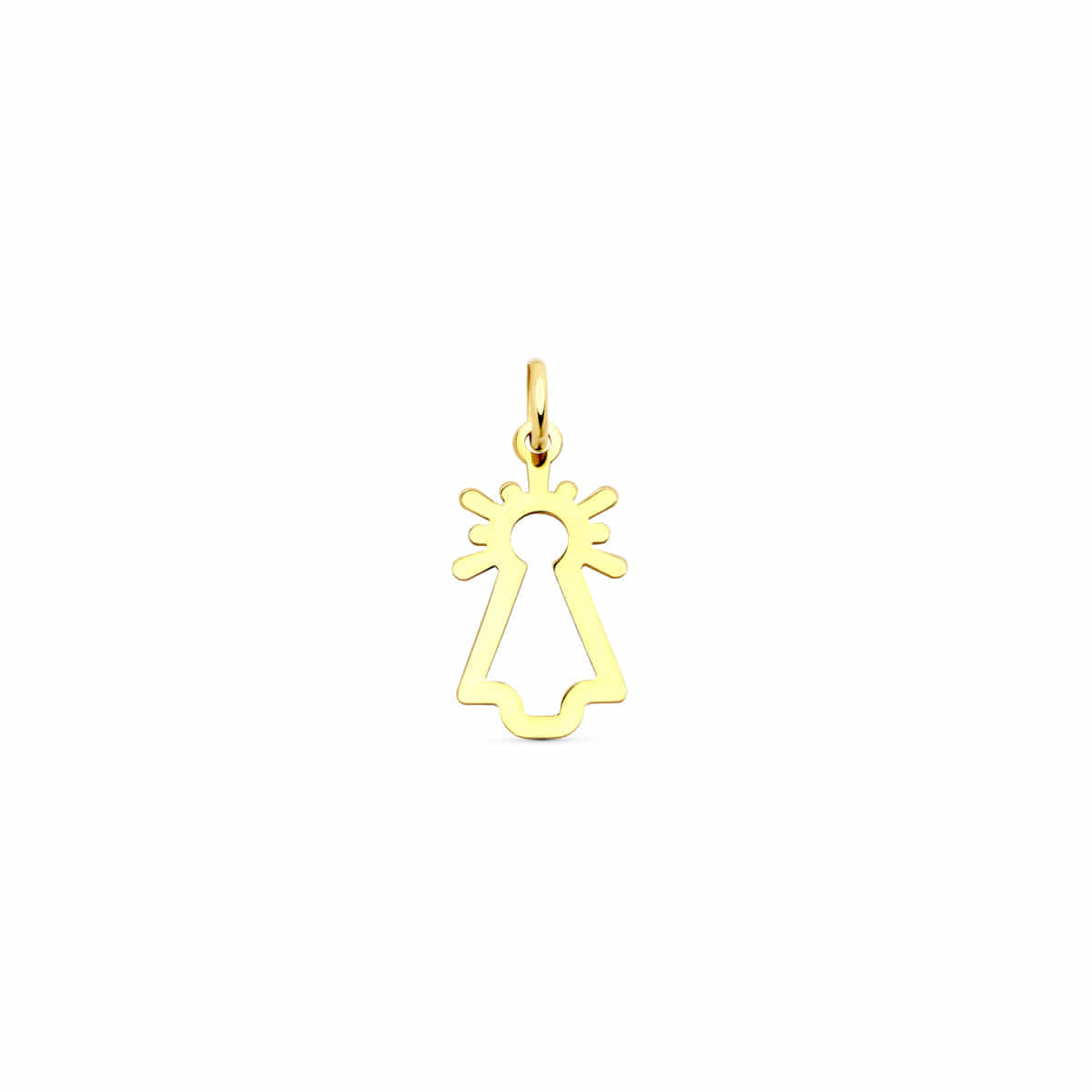 18K COLGANTE ORO AMARILLO VIRGEN DEL PILAR SILUETA BRILLO. MEDIDA: 20X10 MM