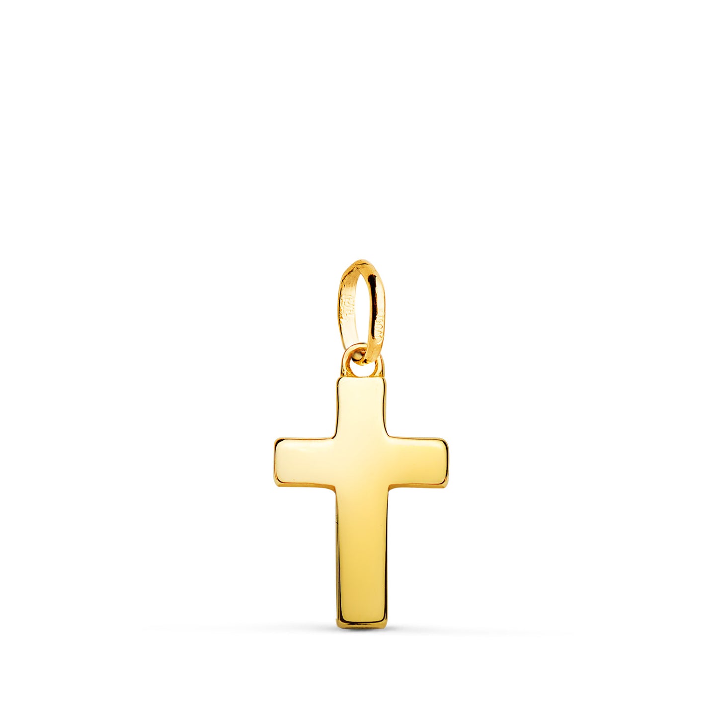 18K COLGANTE ORO AMARILLO CRUZ HUECA EN BRILLO. 15 X 9 MM. PALO RECTANGULAR: 3X1 MM