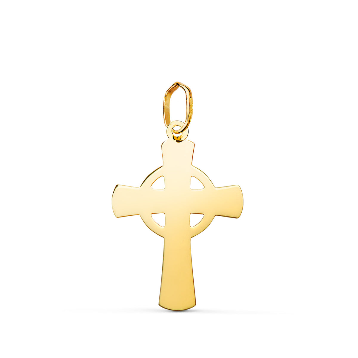 Colgante Cruz Celta en Brillo. Medida: 22 x 14,5 mm de oro amarillo 18K
