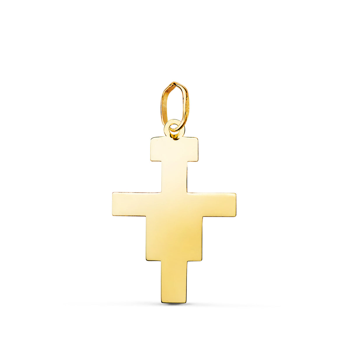 Colgante Cruz de San Damian en Brillo. Medida: 22 x 14 mm de oro amarillo 18K