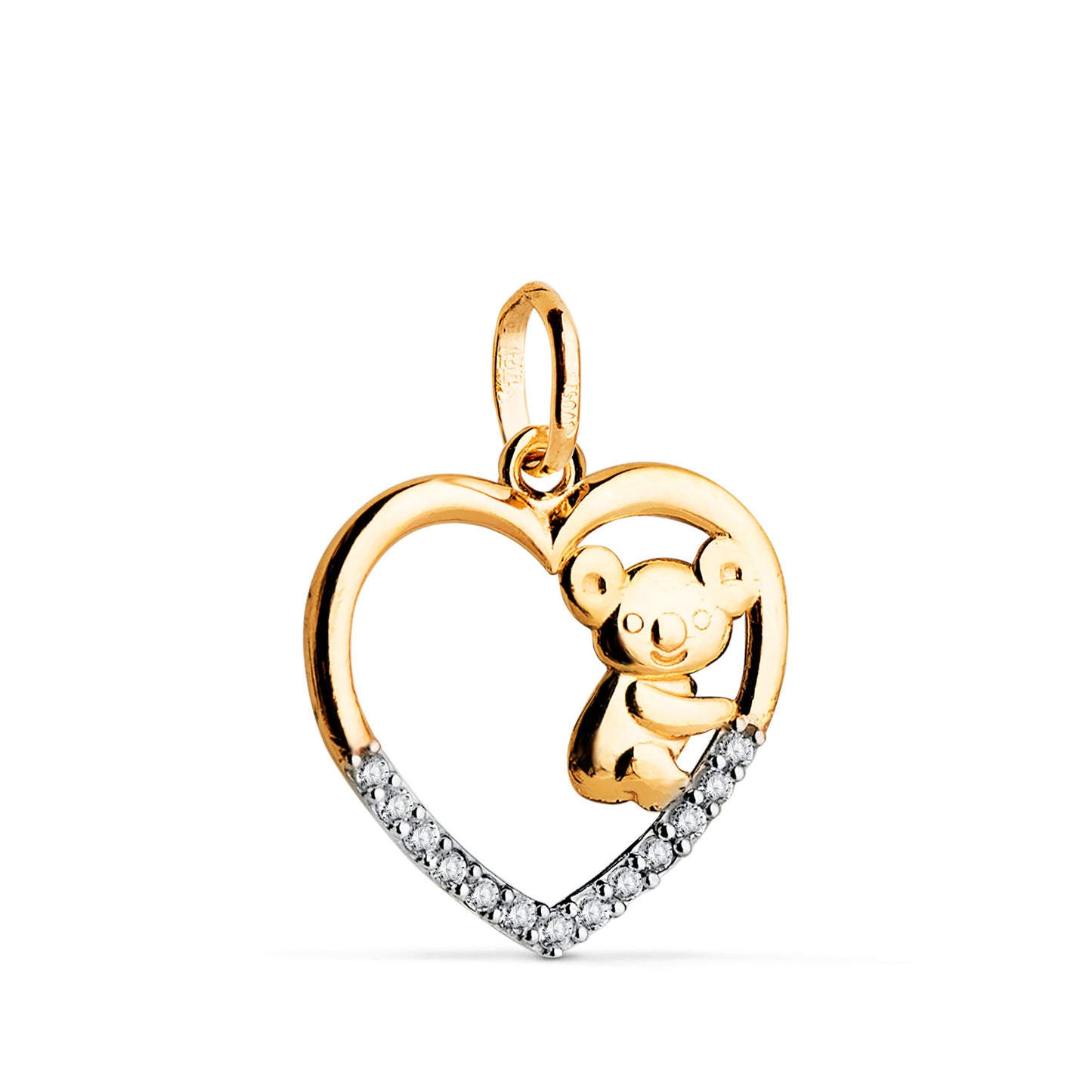 18K COLGANTE ORO BICOLOR CORAZON Y KOALA CON CIRCONITAS. MEDIDA: 16 X 15 MM