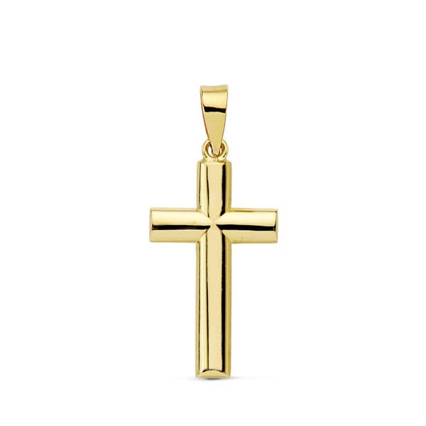 Cruz Lisa Palo Oval. 21 x 12 mm de oro amarillo 18K