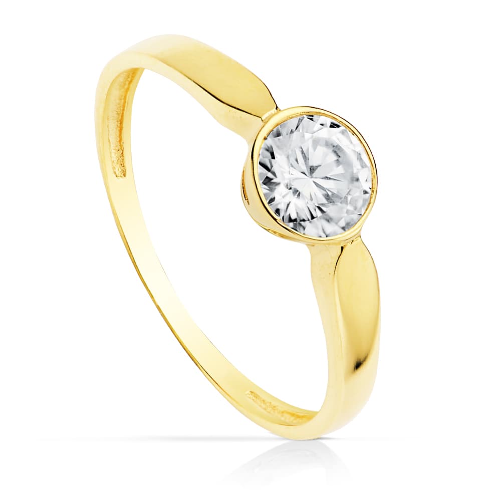 Solitario con Circonita de 6 mm de oro amarillo 18K