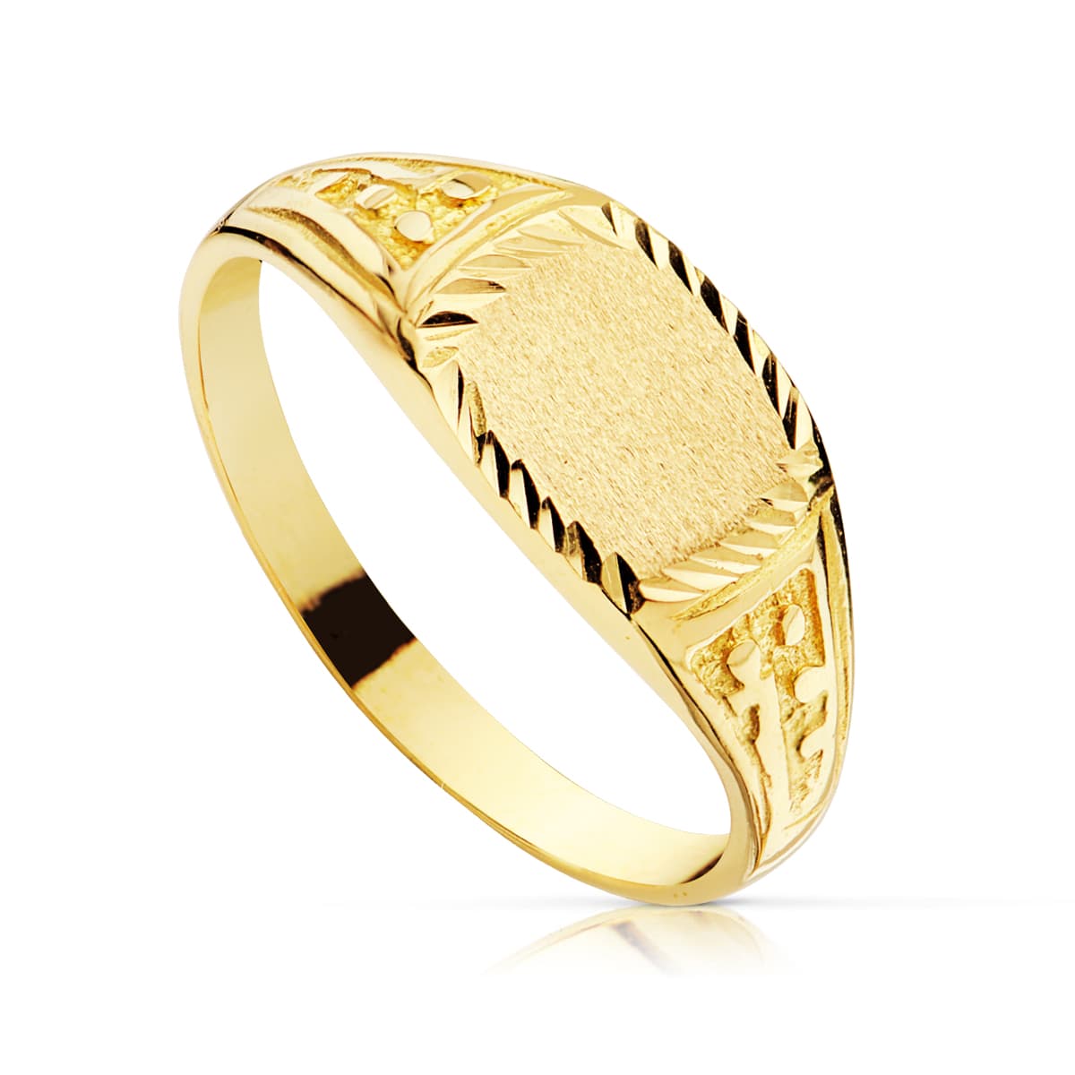Sello Macizo Cadete Tallado. de oro amarillo 18K