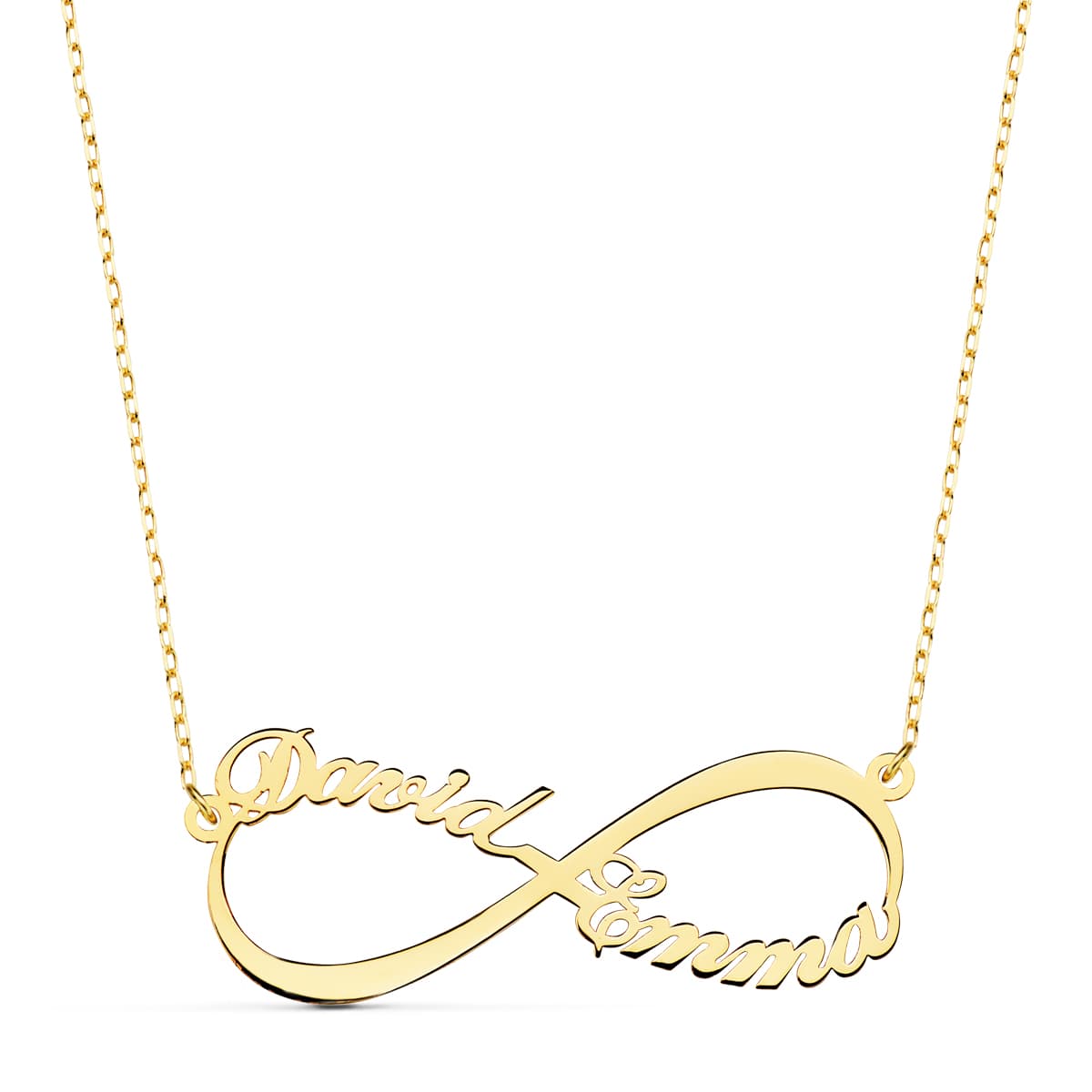 Gargantilla Infinito Personalizado 2 Nombres 35 mm Cadena 44+2 cm de oro amarillo 18K