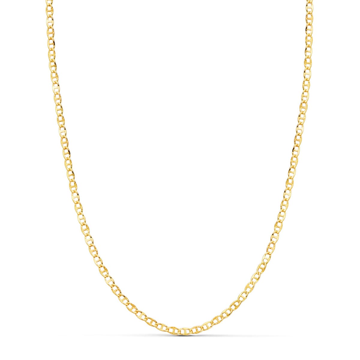 Cadena Ancla Hueca Tallada Largo 45 cm Ancho 2 mm de oro amarillo 18K