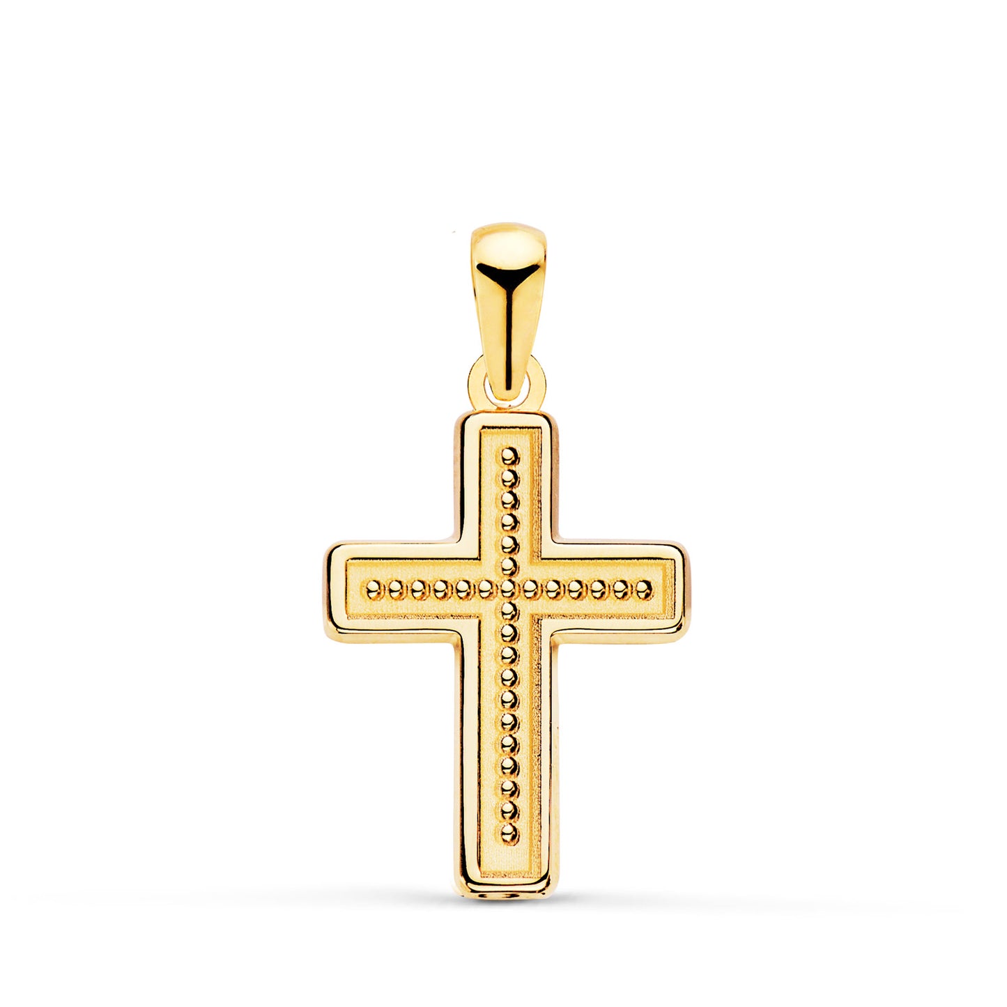 Cruz con Interior de Bolitas. 19 x 13 mm de oro amarillo 18K