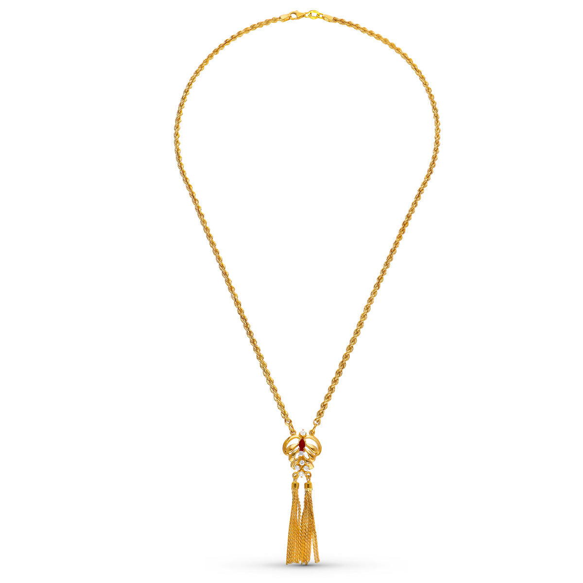 Gargantilla Rubí Cordon 50 cm de oro amarillo 18K