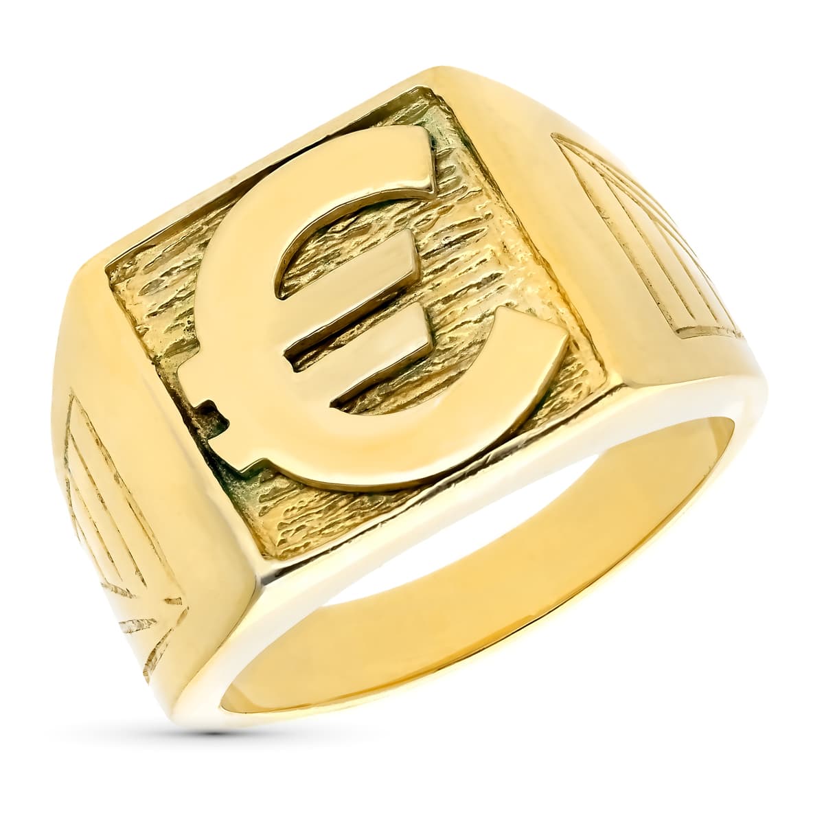 18K SELLO ORO AMARILLO CABALLERO MACIZO EURO CUADRADO 15X15 MM