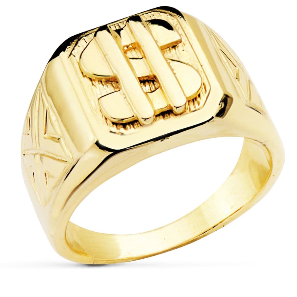 Sello Macizo Dolar Cuadrado. Ancho 16 mm de oro amarillo 18K