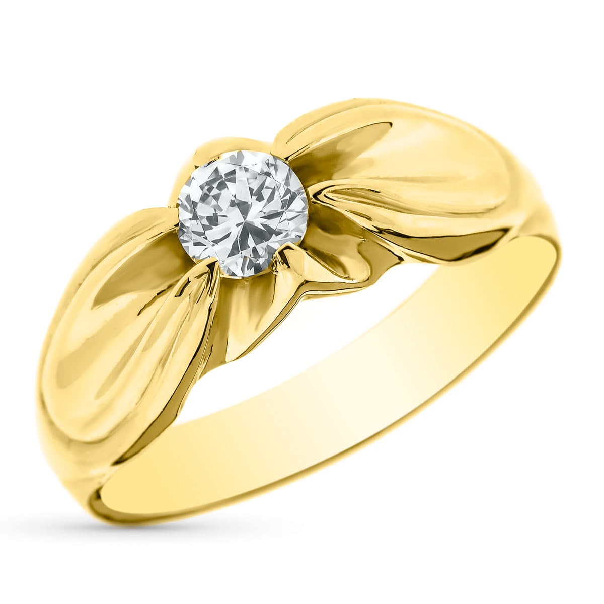 Solitario Macizo con Circonita de 5 mm de oro amarillo 18K