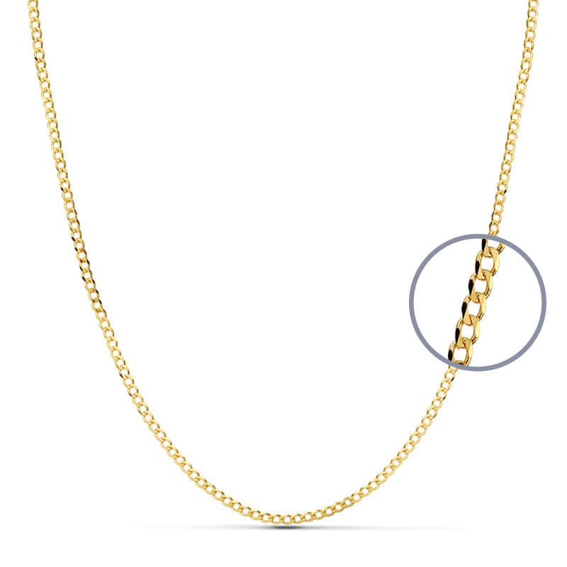 Cadena Barbada 60 cm Maciza 2 mm de oro amarillo 18K