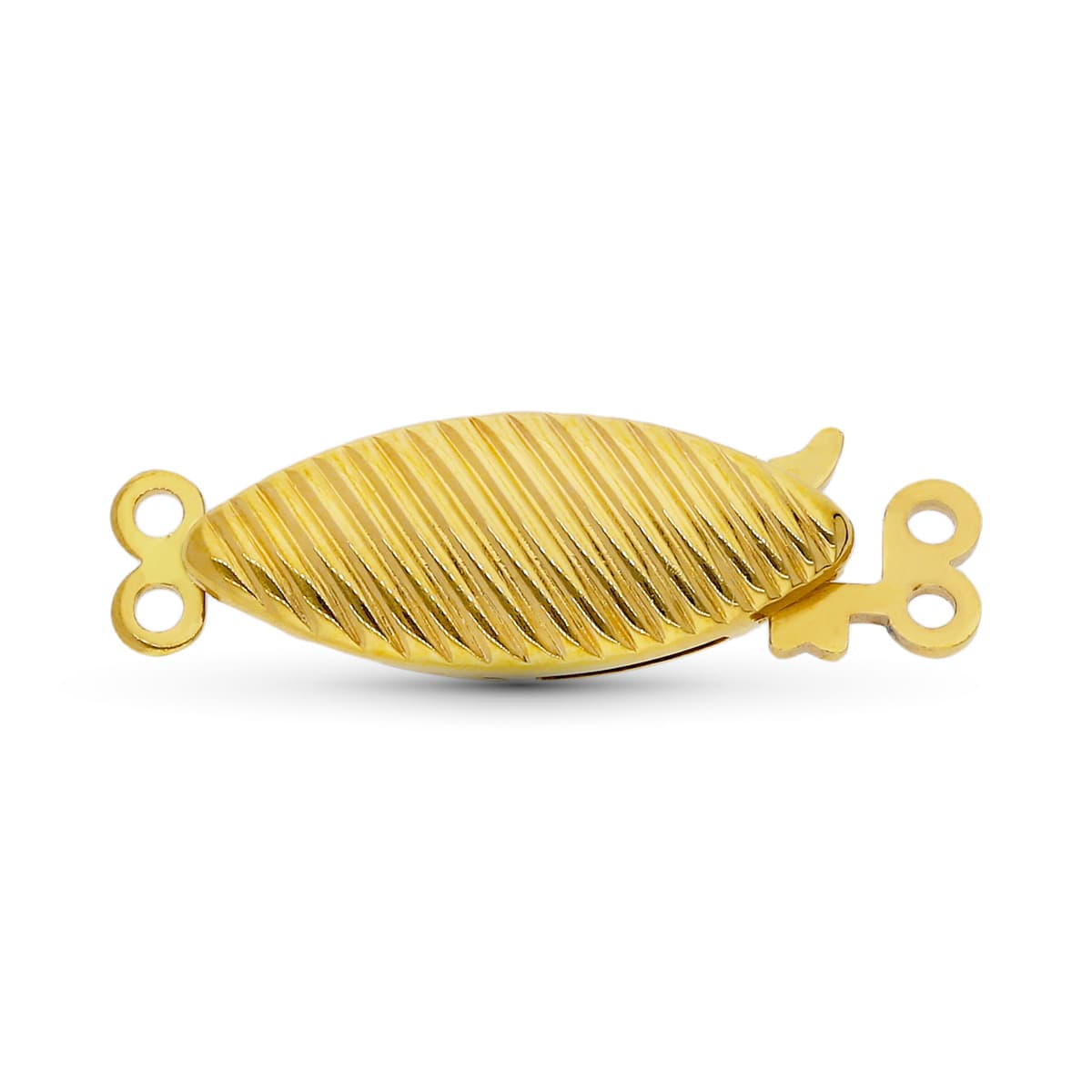 18K FORNITURA CIERRE BROCHE DE GARGANTILLA ORO AMARILLO GALLONEADO. 17X7 MM