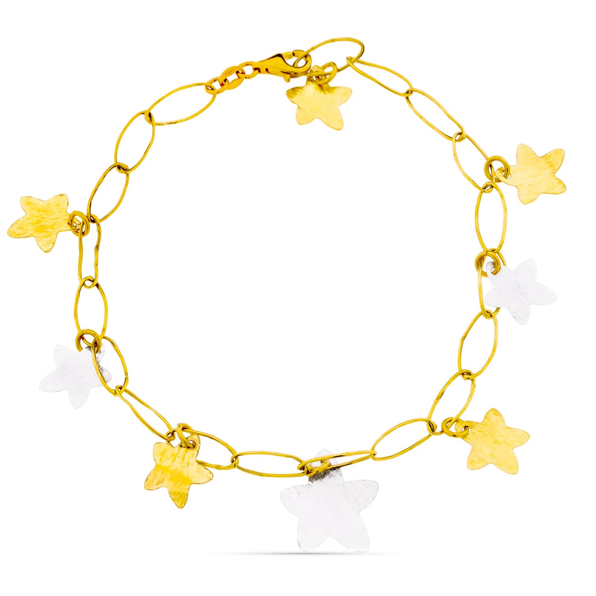 Pulsera Bicolor Estrellas. 18K