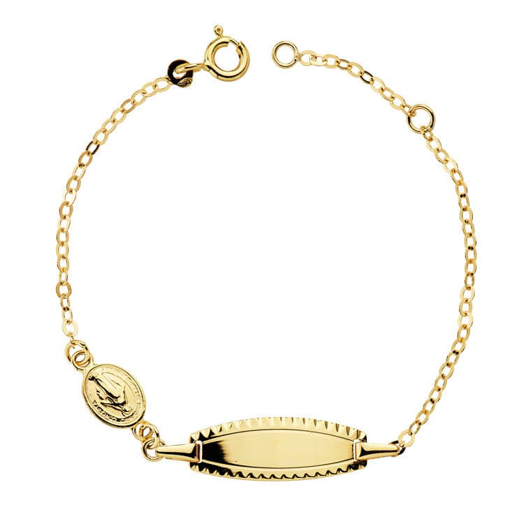 Pulsera Esclava Niña 14 cm Medallita de oro amarillo 18K