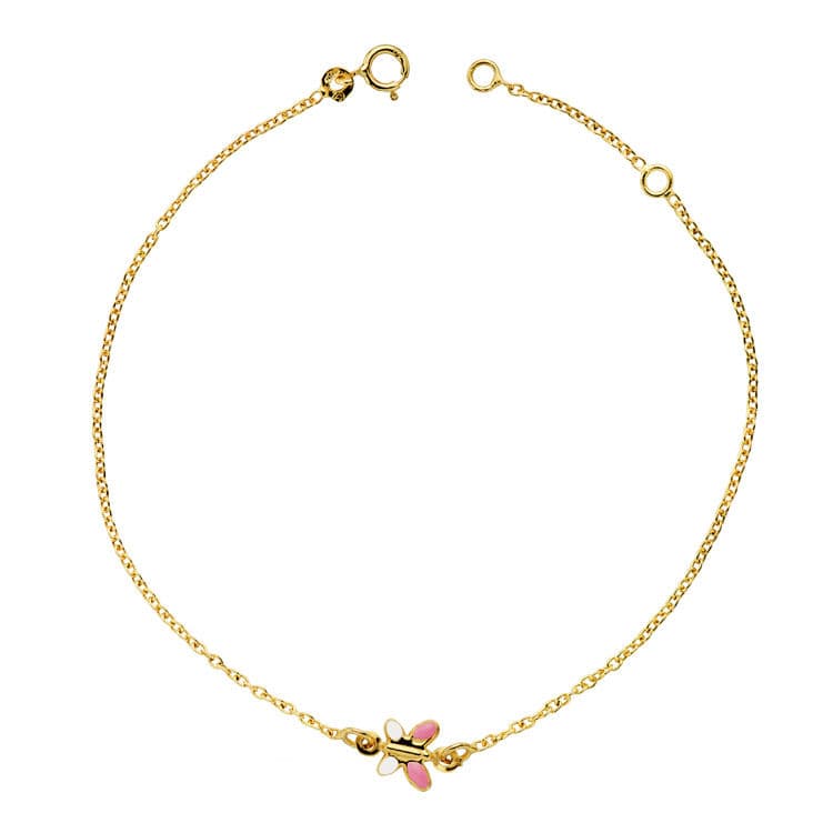 18K PULSERA ORO AMARILLO MARIPOSA ESMALTE 18CM 1.20CM