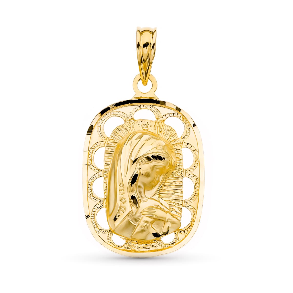 Medalla Virgen Niña 23 x 15 mm de oro amarillo 18K