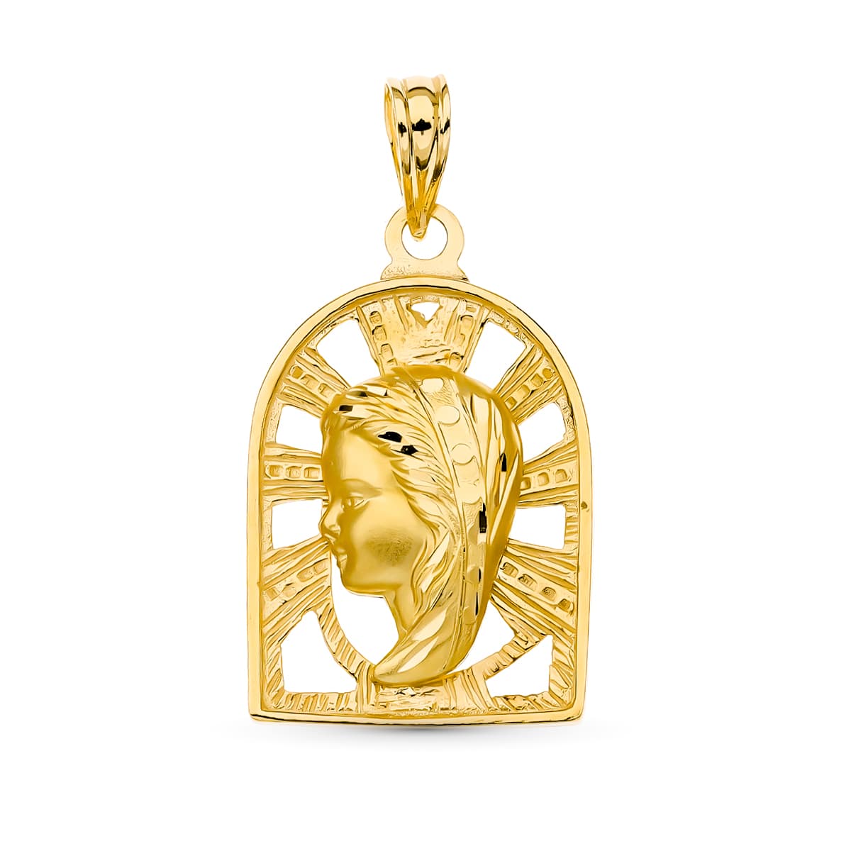Medalla Virgen Niña 23 x 15 mm de oro amarillo 18K