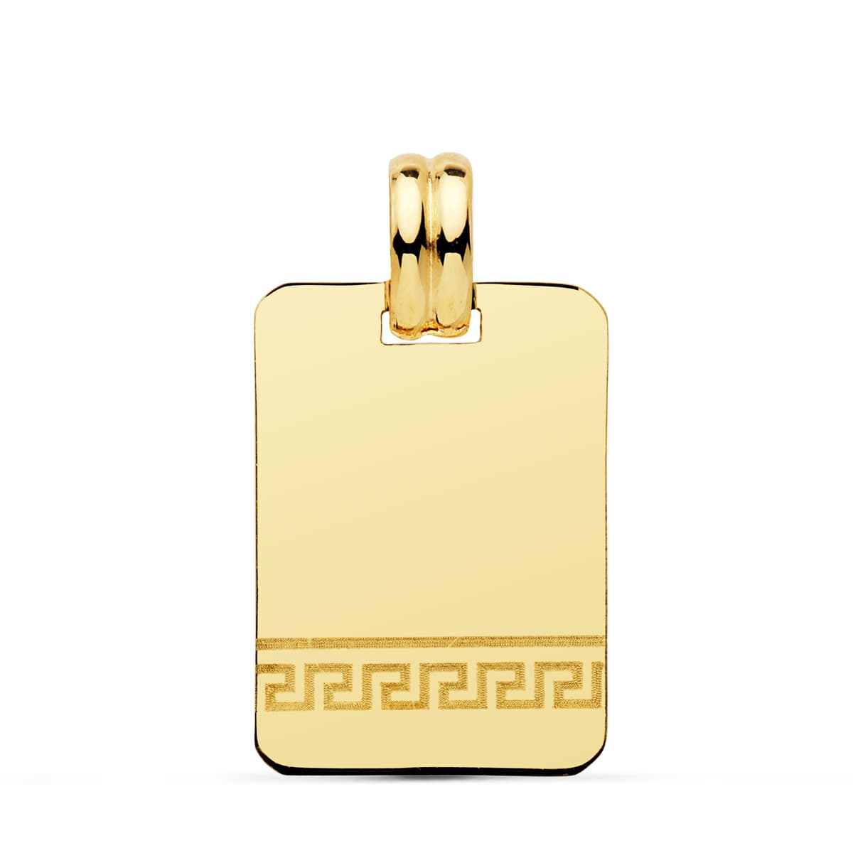 Placa Chapa Brillo Greca 21 x 14 mm de oro amarillo 18K