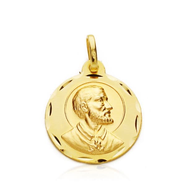 Medalla San Francisco Javier Tallada 18 mm de oro amarillo 18K