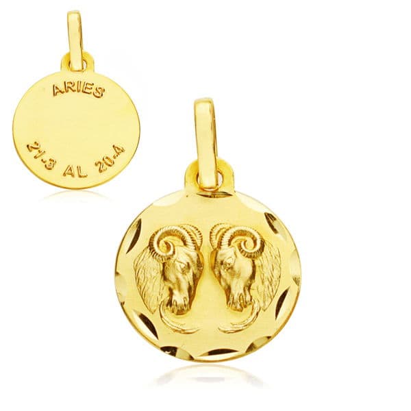 Horoscopo 13 mm Aries de oro amarillo 9K