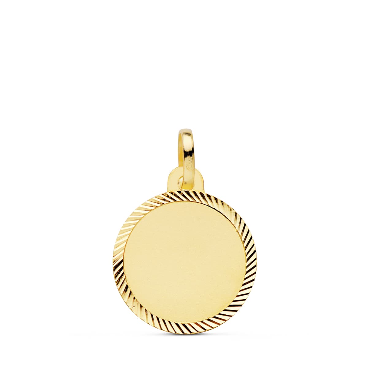 18K PLACA CHAPA ORO AMARILLO DISCO CERCO TALLADO 16 MM