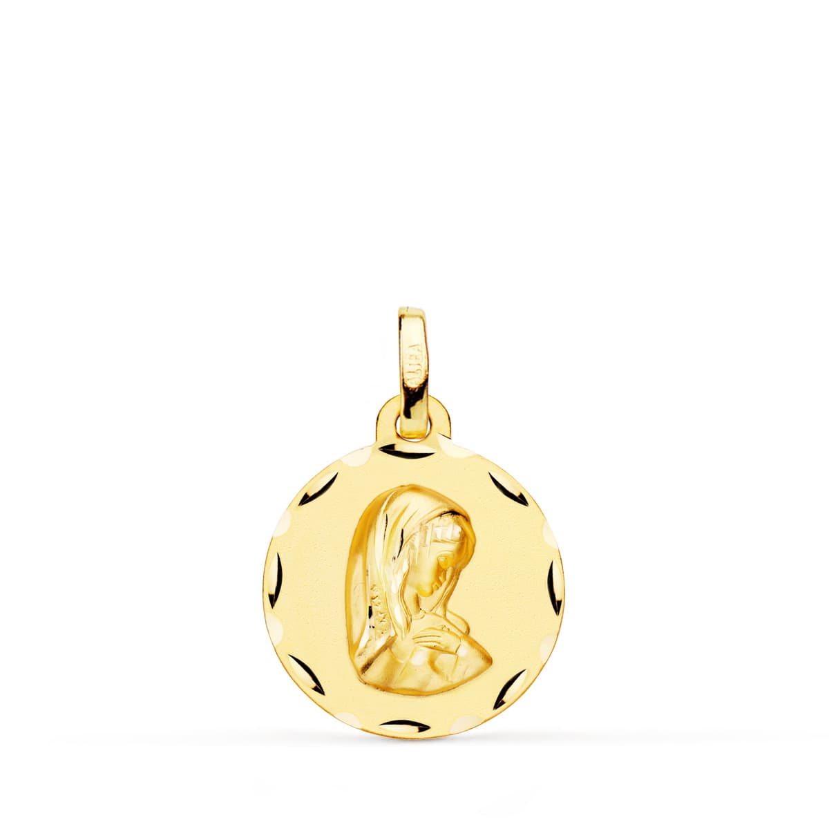 Medalla Virgen Niña 18 mm de oro amarillo 18K