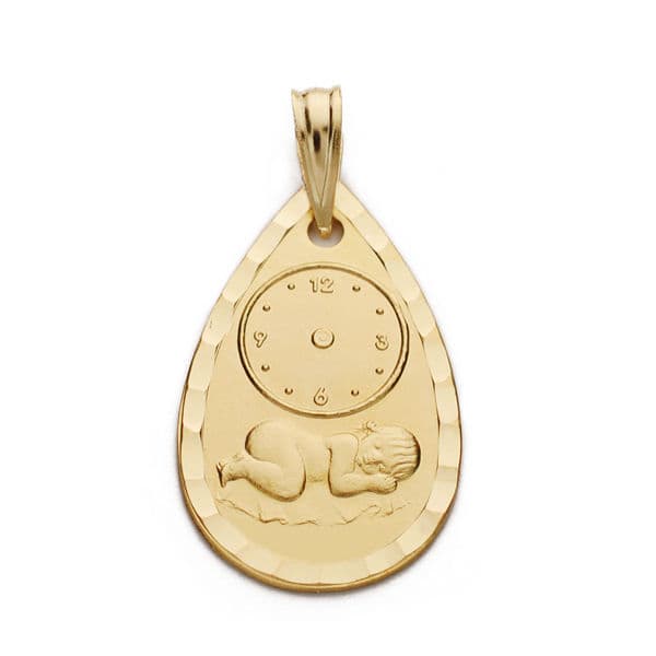 Medalla Niño Reloj 22 x 14 mm de oro amarillo 18K