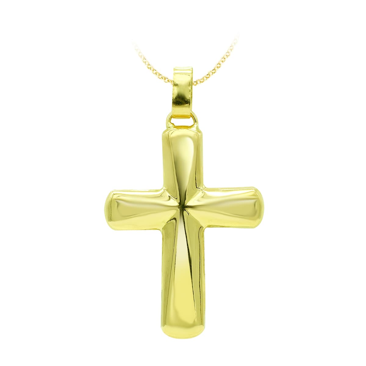 18K CRUZ ORO AMARILLO HUECA LISA 37X26 MM