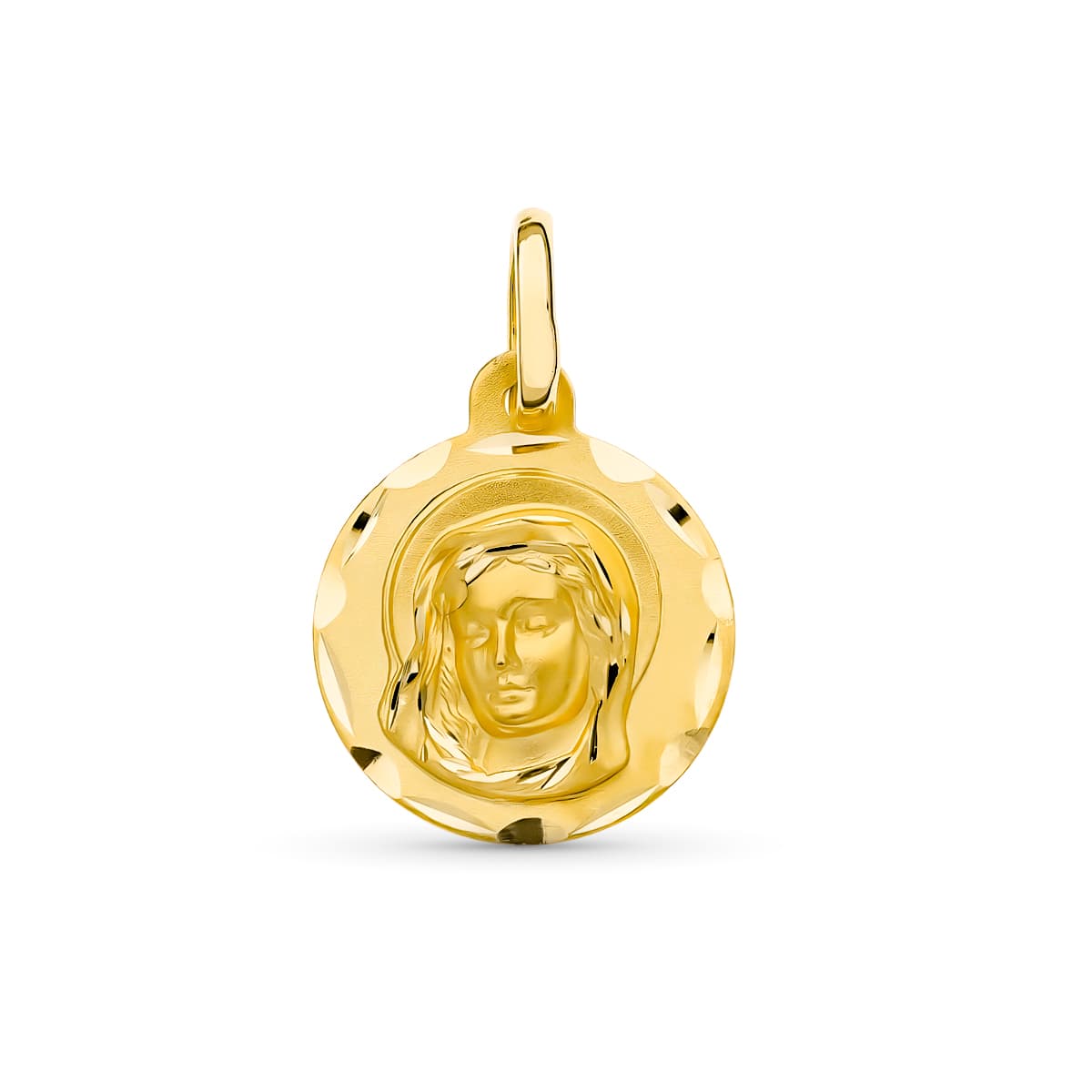 Medalla Virgen Niña 14 mm de oro amarillo 18K