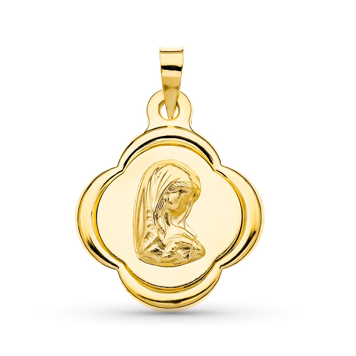 Medalla Virgen Niña 23 x 19 mm de oro amarillo 18K