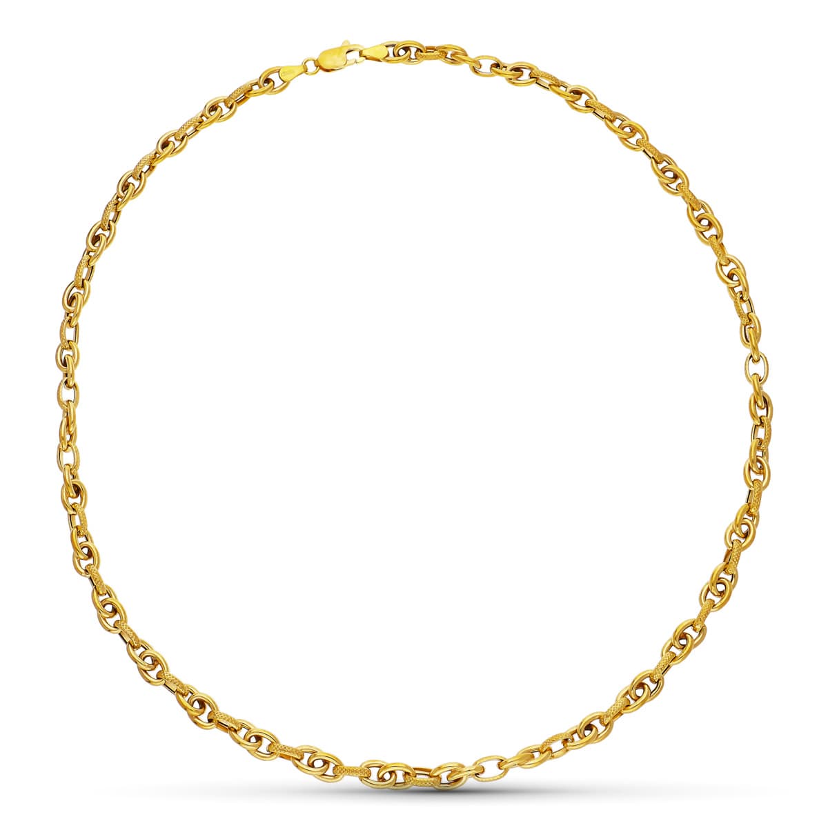 Gargantilla Collar Eslabones Hueco. 43 cm de oro amarillo 18K