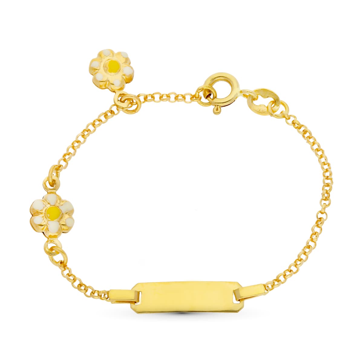 Esclava Margaritas Esmalte 13 cm de oro amarillo 18K