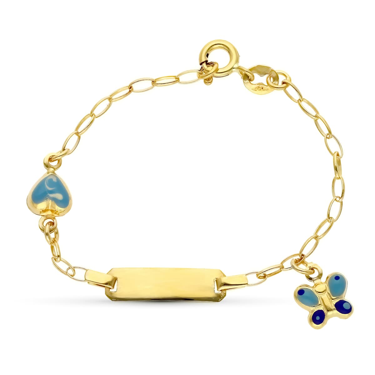 Esclava Mariposa y Corazon 13 cm de oro amarillo 18K