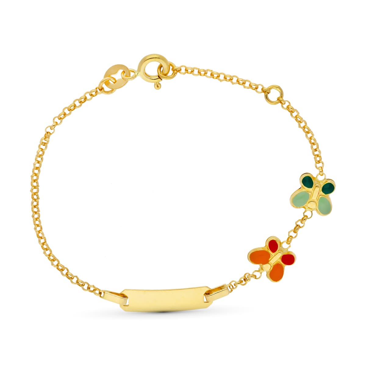 Esclava Mariposas Esmalte 16 cm de oro amarillo 18K