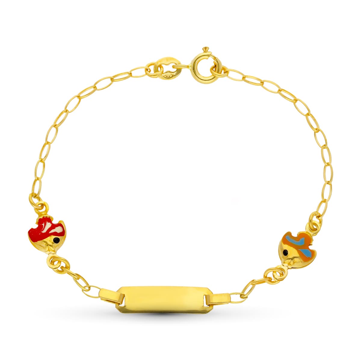 Pulsera Esclava Peces Esmalte 13,5 cm de oro amarillo 18K