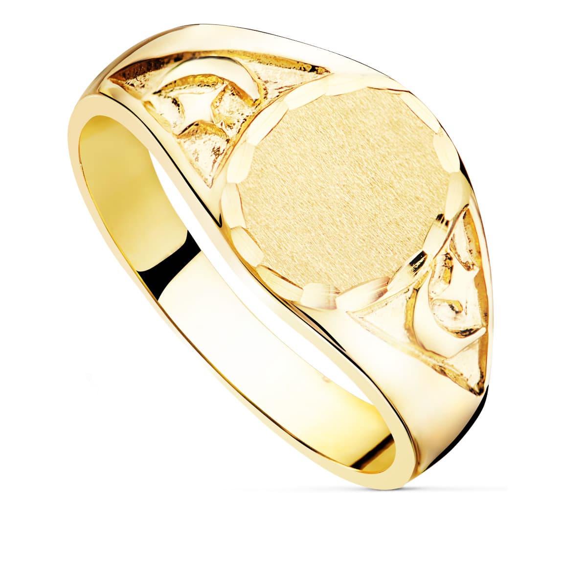 Sello Macizo Caballero Tallado Cabeza Oval 11 x 10 mm de oro amarillo 18K